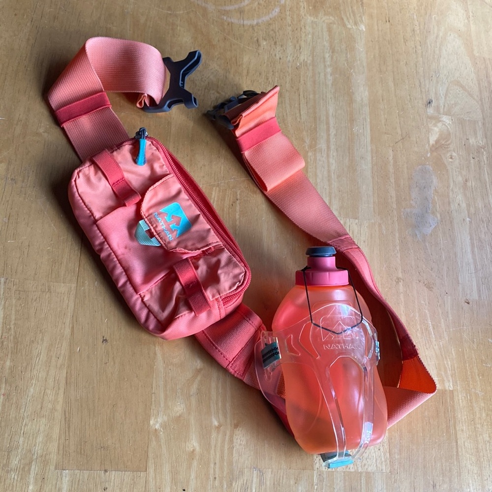 NATHAN Light peach color Waist Fanny Pack Dual Bottle Holder Lumbar Hik…